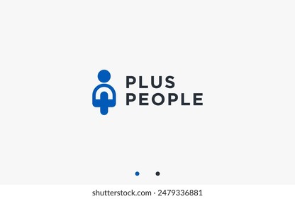 plus with people logo design vector silhouette illustration