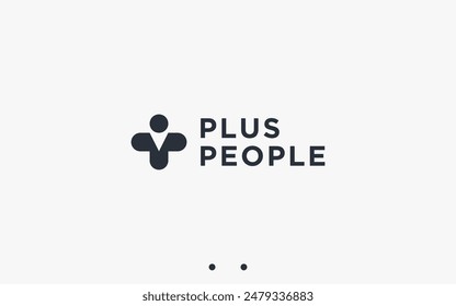 plus with people logo design vector silhouette illustration