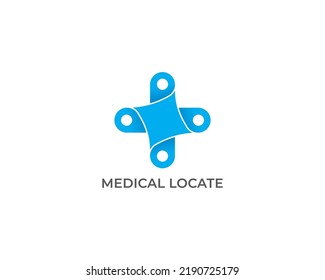 Plus Pin Logo Concept icon sign symbol Design. Medical Health Care Location Logotype. Vector illustration logo template