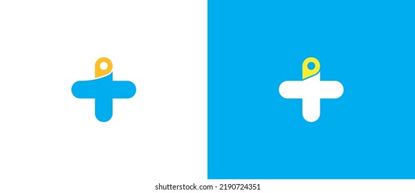 Plus Symbol für Logo-Symbol Design. Lokaladresse für medizinische Versorgung Logo-Vorlage für Vektorgrafiken