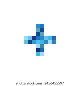 plus pixels, blue simple vector logo symbol