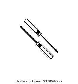 Plus or Positive and Minus or Negative Screwdriver Silhouette, can use for Art Illustration, Logo Gram, Pictogram, Website, Apps, or Graphic Design Element. Vector Illustration