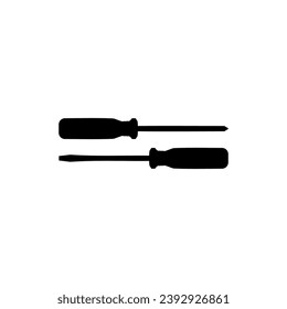 Plus or Positive and Minus or Negative Screwdriver Silhouette, Flat Style, can use for Art Illustration, Logo Gram, Pictogram, Website, Apps, or Graphic Design Element. Vector Illustration