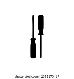 Plus or Positive and Minus or Negative Screwdriver Silhouette, Flat Style, can use for Art Illustration, Logo Gram, Pictogram, Website, Apps, or Graphic Design Element. Vector Illustration