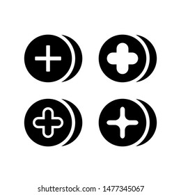 plus and positive in round buttons illustration