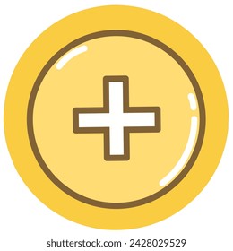 Plus premium icon yellow round button
