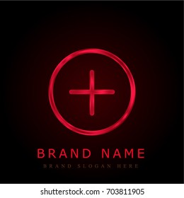 Plus red chromium metallic logo