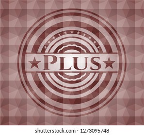 Plus red emblem with geometric pattern background. Seamless.