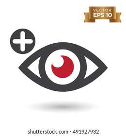 Plus Red Eye Icon Stock Vector Illustration
