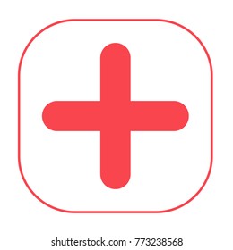Plus red flat icon cross sign