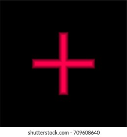Plus red glowing neon ui ux icon. Glowing sign logo vector
