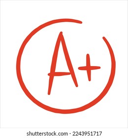 A Plus Red Grade Mark. School excellent test and exam.