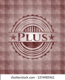 Plus red seamless badge with geometric pattern.
