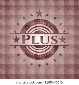Plus red seamless emblem with geometric pattern background.