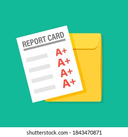 A Plus Report Card Illustration. Clipart Image.