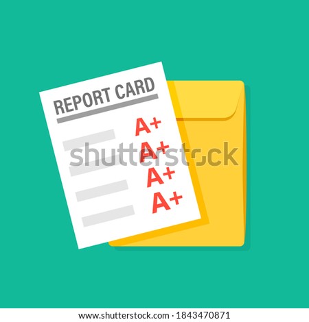 A plus report card illustration. Clipart image.