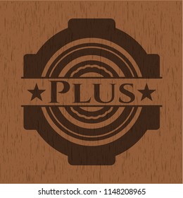 Plus retro style wood emblem