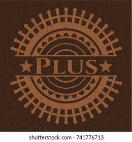 Plus retro style wooden emblem