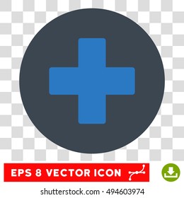 Plus round icon. Vector EPS illustration style is flat iconic bicolor symbol, smooth blue colors, transparent background.
