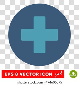 Plus round icon. Vector EPS illustration style is flat iconic bicolor symbol, cyan and blue colors, transparent background.
