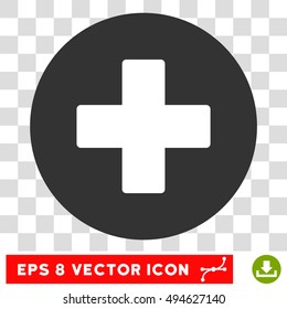 Plus round icon. Vector EPS illustration style is flat iconic bicolor symbol, white and gray colors, transparent background.