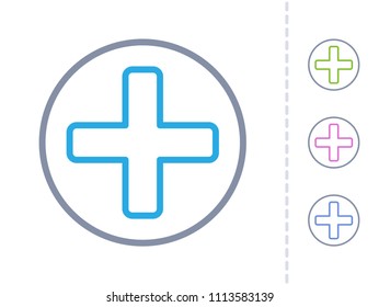 Plus - Round Stroke Buttons. A simple vector icon.