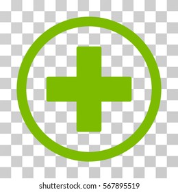 Plus rounded icon. Vector illustration style is flat iconic symbol inside a circle, eco green color, transparent background. Designed for web and software interfaces.