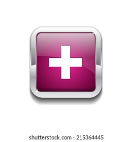 Plus Rounded Rectangular Vector Pink Web Icon Button
