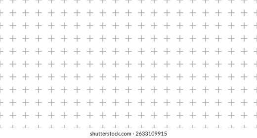 Plus seamless pattern. Simple geometric cross texture. Graphic cross symbol grid. Plus sign repeat pattern. Graphic texture. Vector illustration isolated on white background.