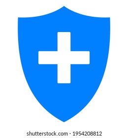 Plus and shield on white