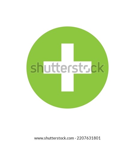 Plus sign in the center of the circle