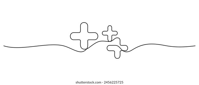 plus sign in continuous line drawing vector illustration. abstract background hand drawn minimalism conceptual