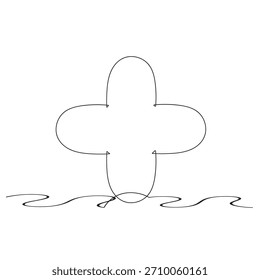 Además, firma un dibujo de línea continua. Símbolo de medicina. Ilustración vectorial aislada en blanco.