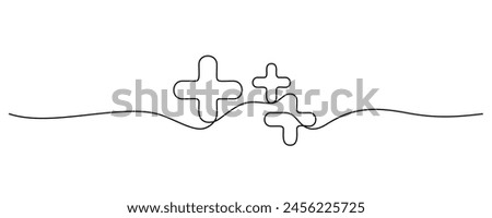 plus sign in continuous line drawing vector illustration. abstract background hand drawn minimalism conceptual