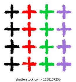 Plus sign or criss-cross shape created by the brushstroke. Graphic element for design saved as an vector illustration in file format EPS 8