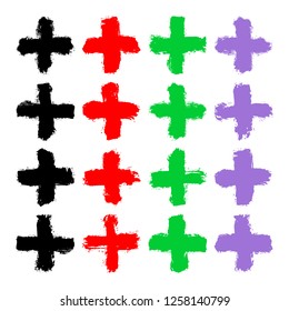 Plus sign or criss-cross shape created by the brush stroke. Graphic element for design saved as an vector illustration in file format EPS 8