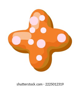 Plus sign in donut font vector illustration. Design of sign from chocolate donut or cookie with icing. Food, dessert, typography concept for bakery or cafe