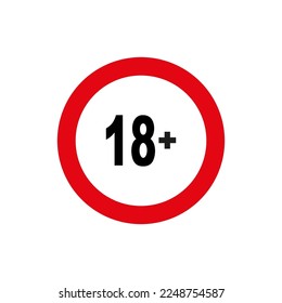 Plus Schild achtzehn. Alte Uhr. Unterschreiben verboten. Vektorgrafik.