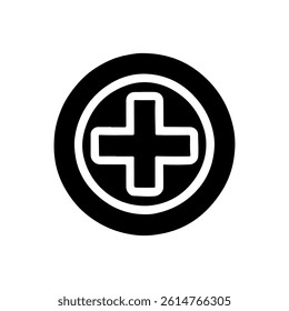 Plus sign footprint silhouette vector flat design.