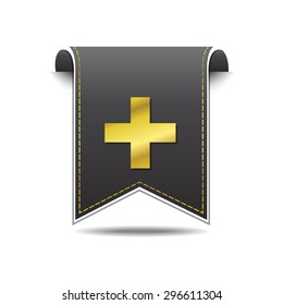 Plus Sign golden Vector Icon Design