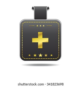 Plus Sign golden Vector Icon Design