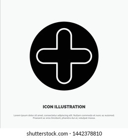 Plus, Sign, Hospital, Medical solid Glyph Icon vector