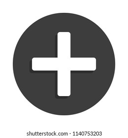 plus sign icon in Badge style with shadow 