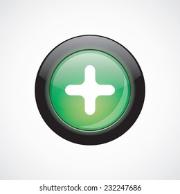 plus sign icon green shiny button. ui website button 