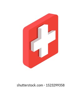 Plus Sign icon isolated white background. Vector 3d isometric, color web icons set, new flat style. Creative illustration, idea for infographics.


