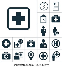 plus sign icon, medical signs set on white background