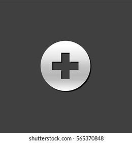 Plus sign icon in metallic grey color style. Symbol add bookmark
