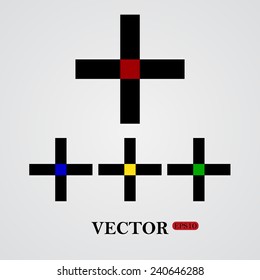 Plus sign icon on a light background with shadow, vector, EPS 10