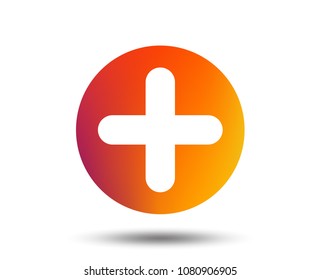 Plus sign icon. Positive symbol. Zoom in. Blurred gradient design element. Vivid graphic flat icon. Vector