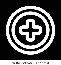 Plus sign icon. Positive symbol. Zoom in. Round buttons. Vector icon design